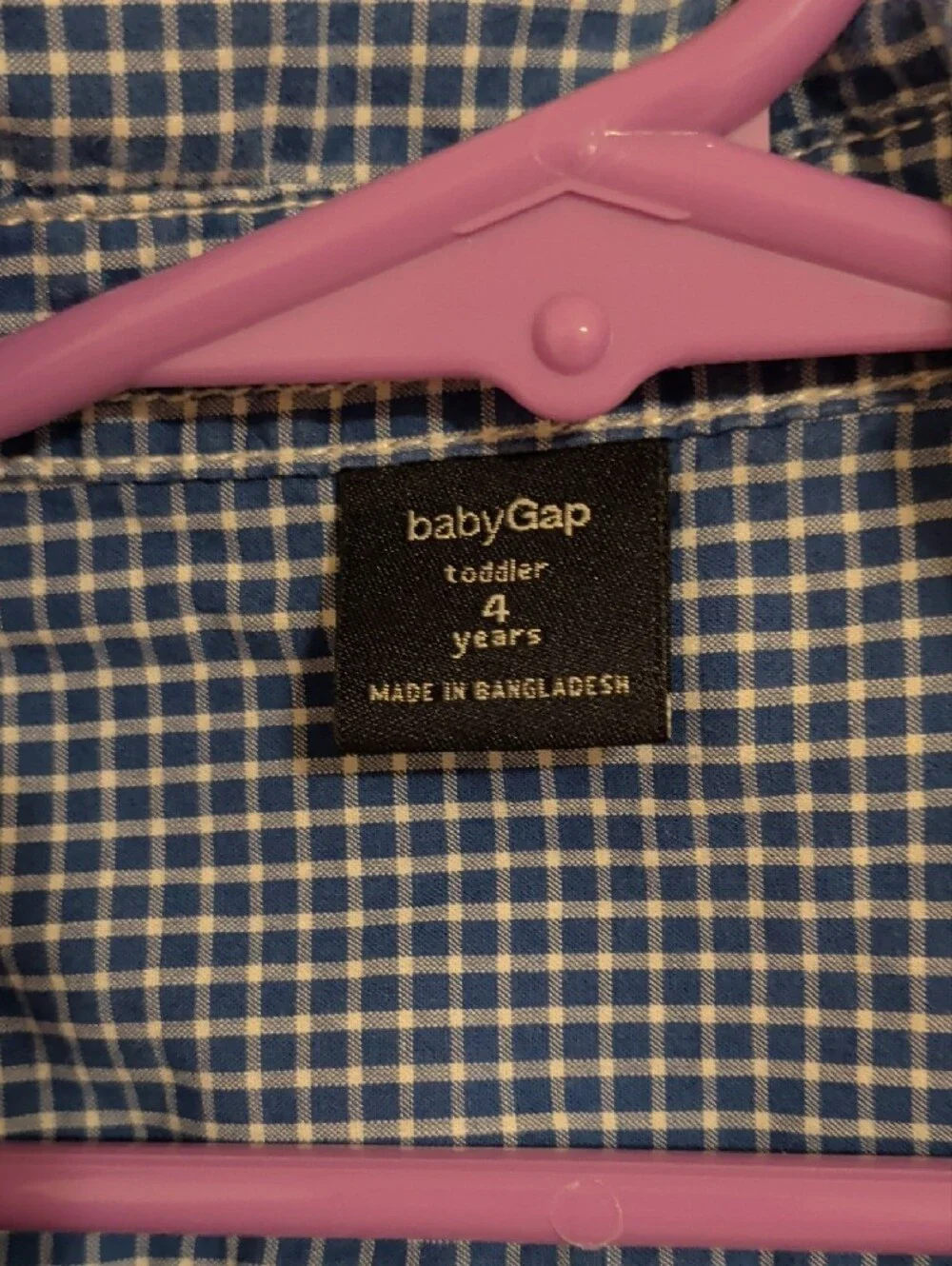 GAP Blue and White Check Button-Down Shirt for Boys
